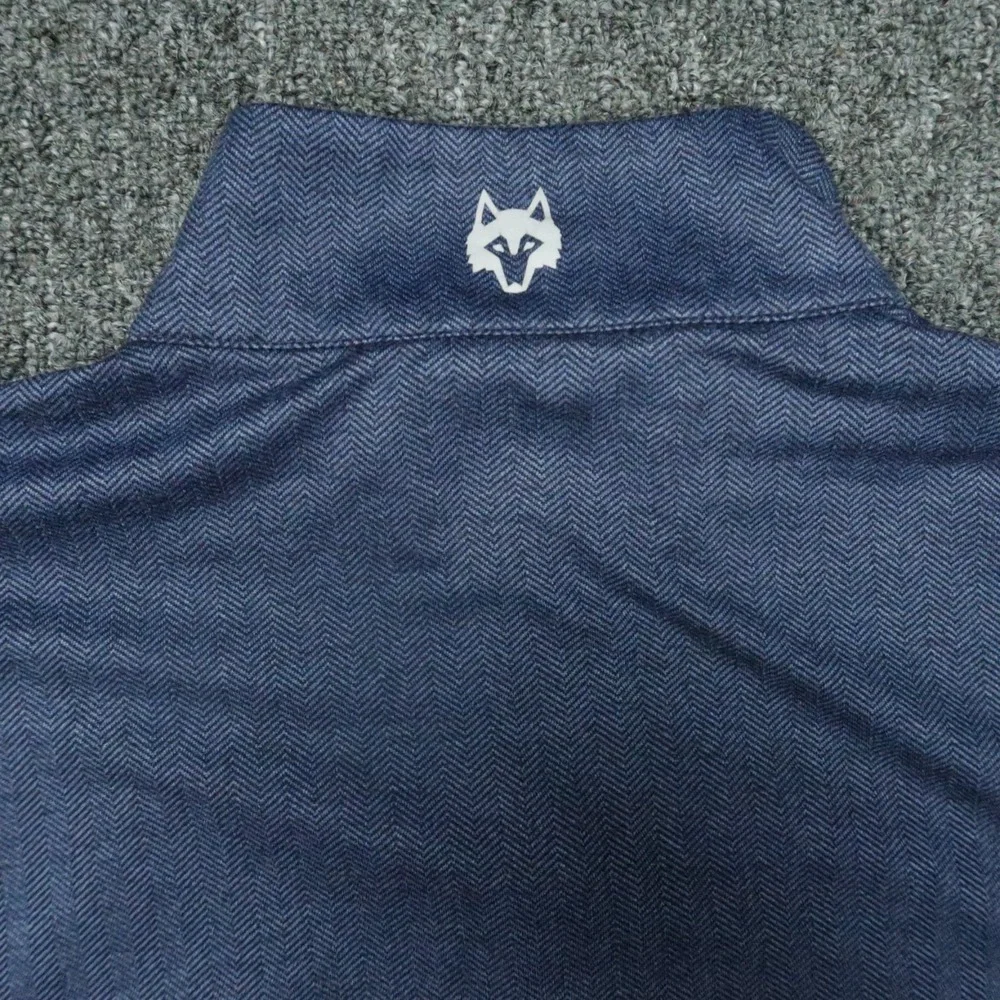 Greyson Pullover Mens Medium Blue Tate Herringbone Performance Quarter Zip - Picture 4 of 8